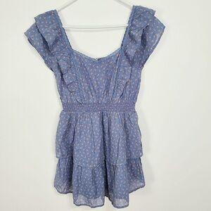 American Eagle Outfitters Blue Floral Ruffle Dress